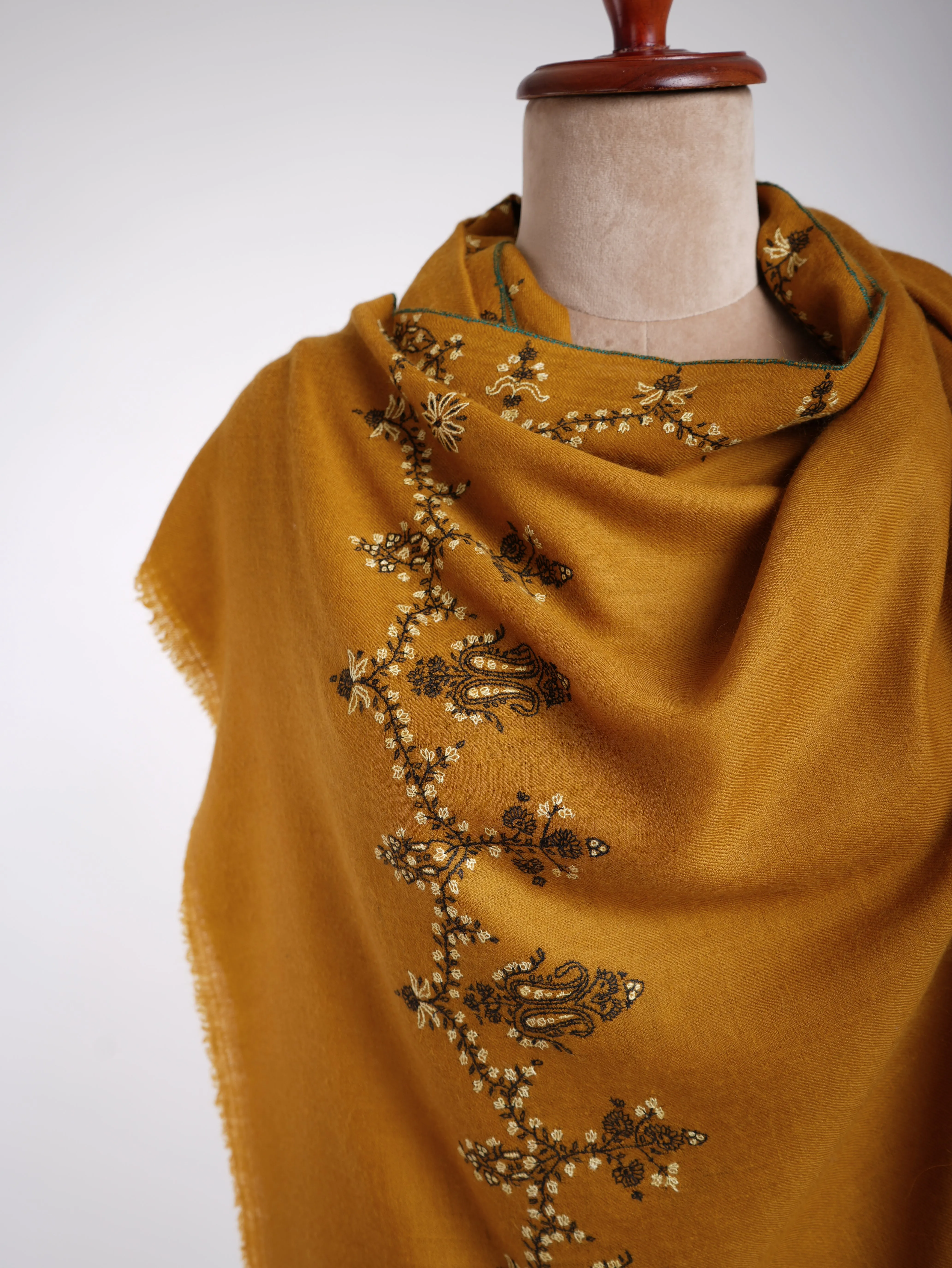 Cashmere Sozni Embroidered Indian Scarf