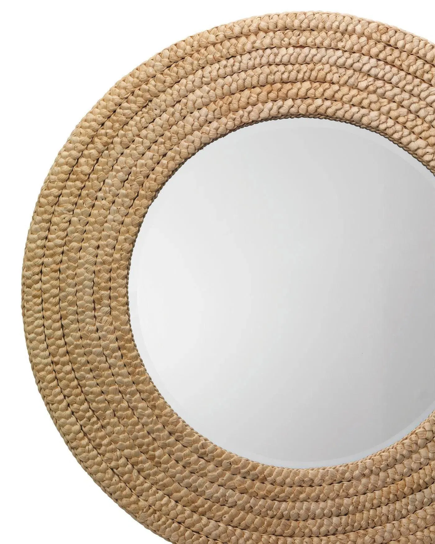 Coastal Style Round Seagrass Hand-Woven Meadow Wall Mirror