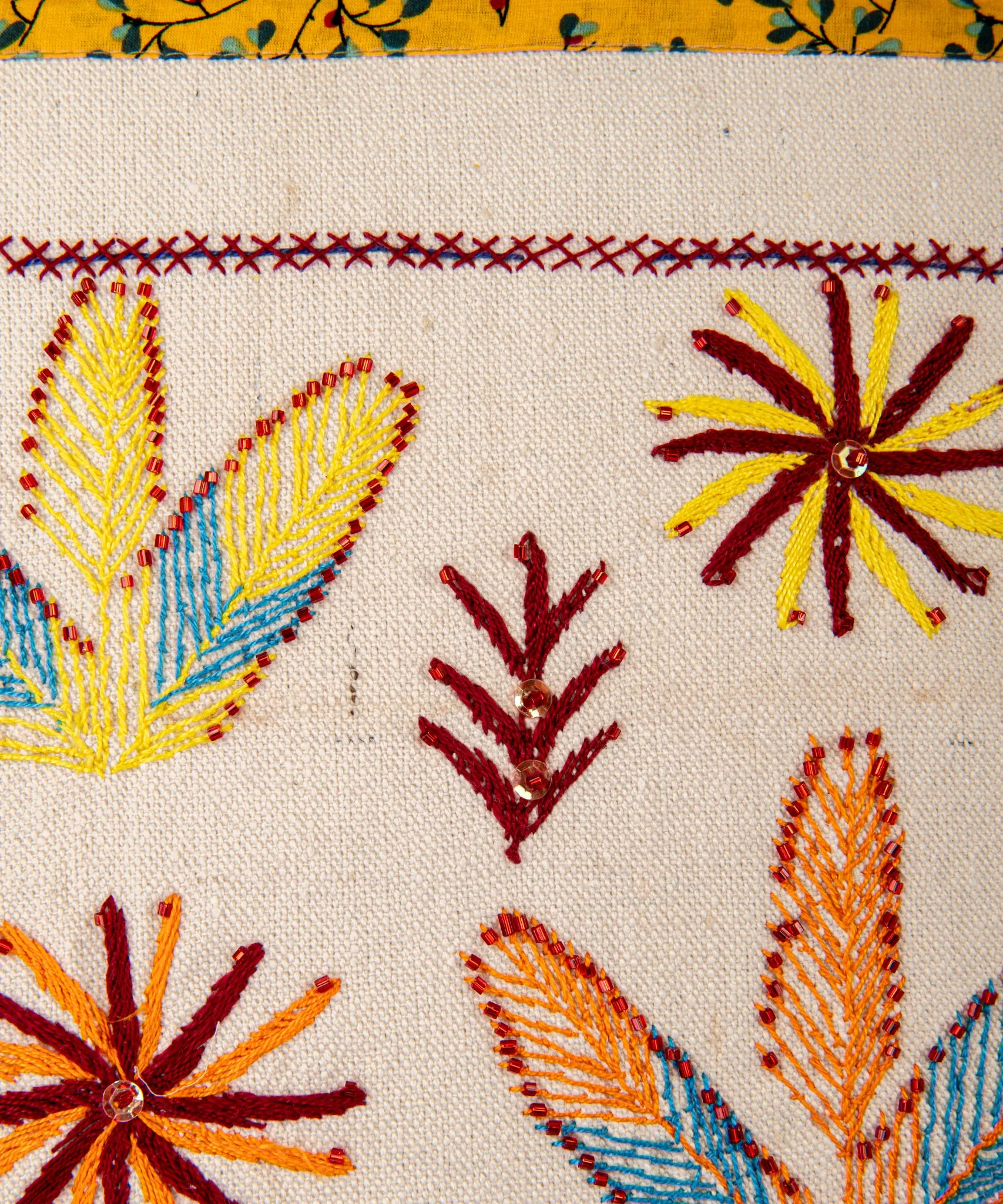 Colorful Embroidered Cushion