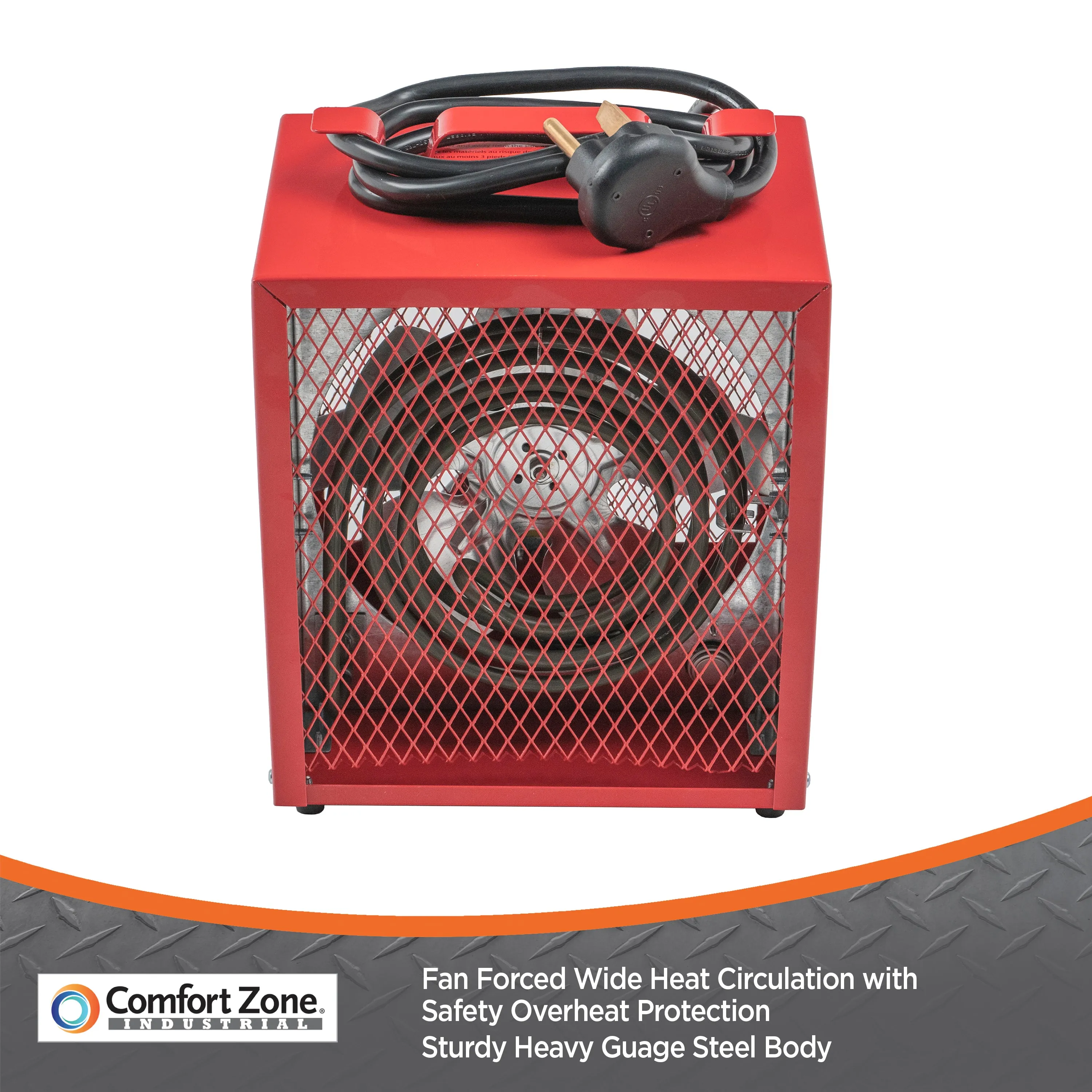 Comfort Zone Portable Fan-Forced Industrial Space Heater in Red