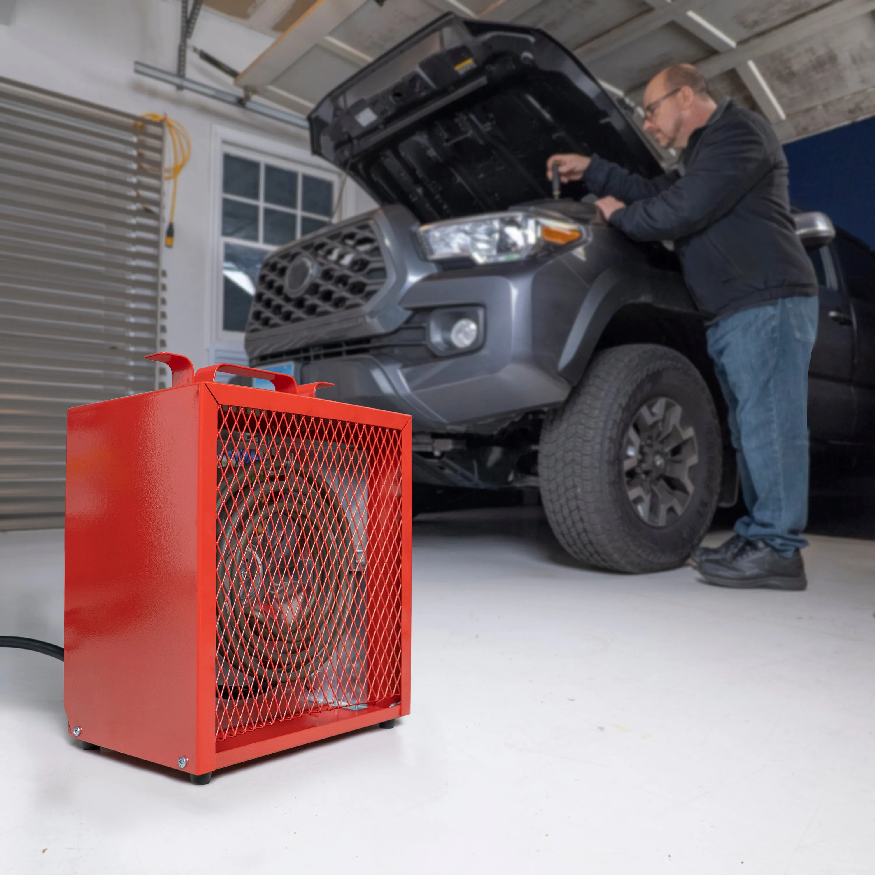 Comfort Zone Portable Fan-Forced Industrial Space Heater in Red