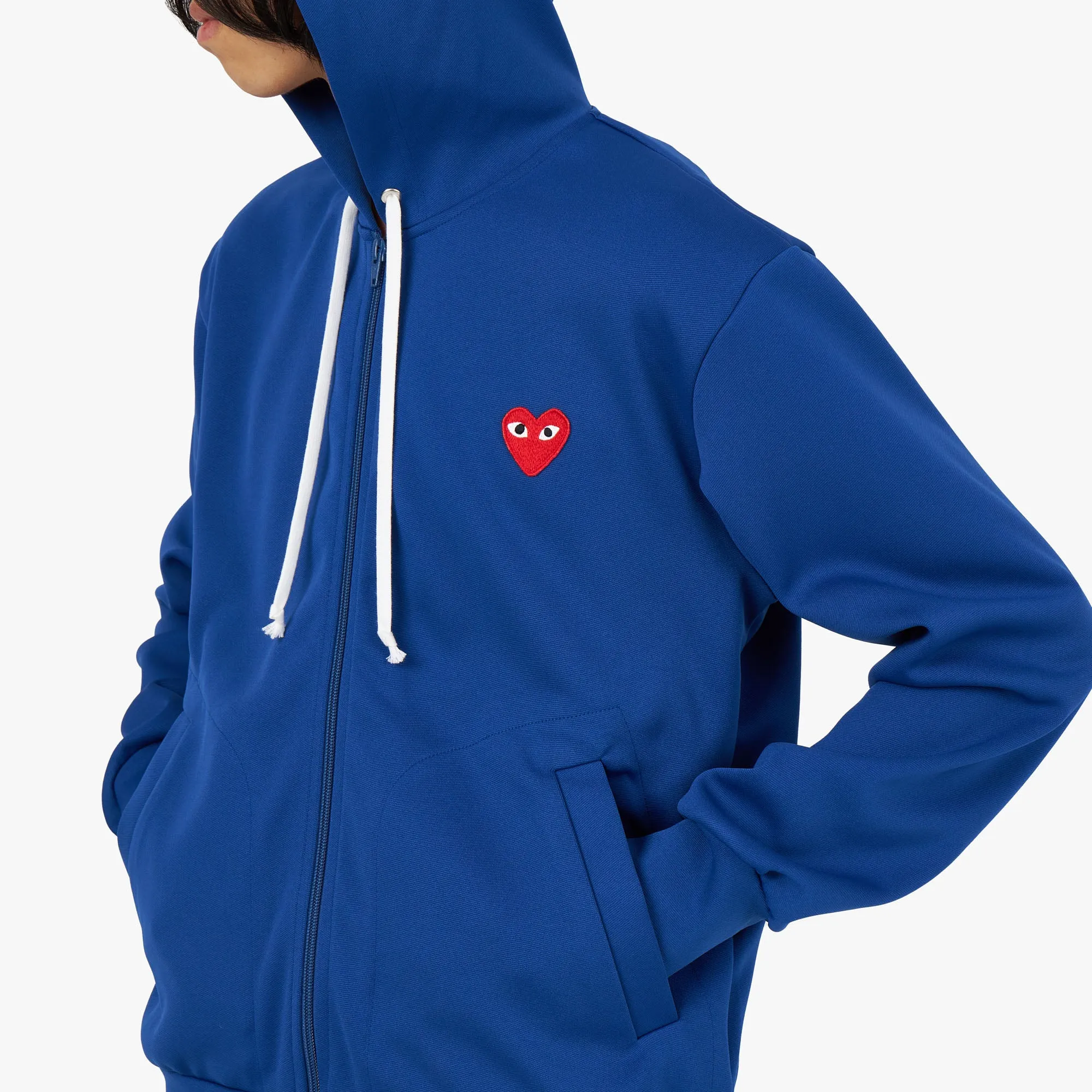 COMME des GARÇONS PLAY Red Heart Zip-Up Hoodie / Blue