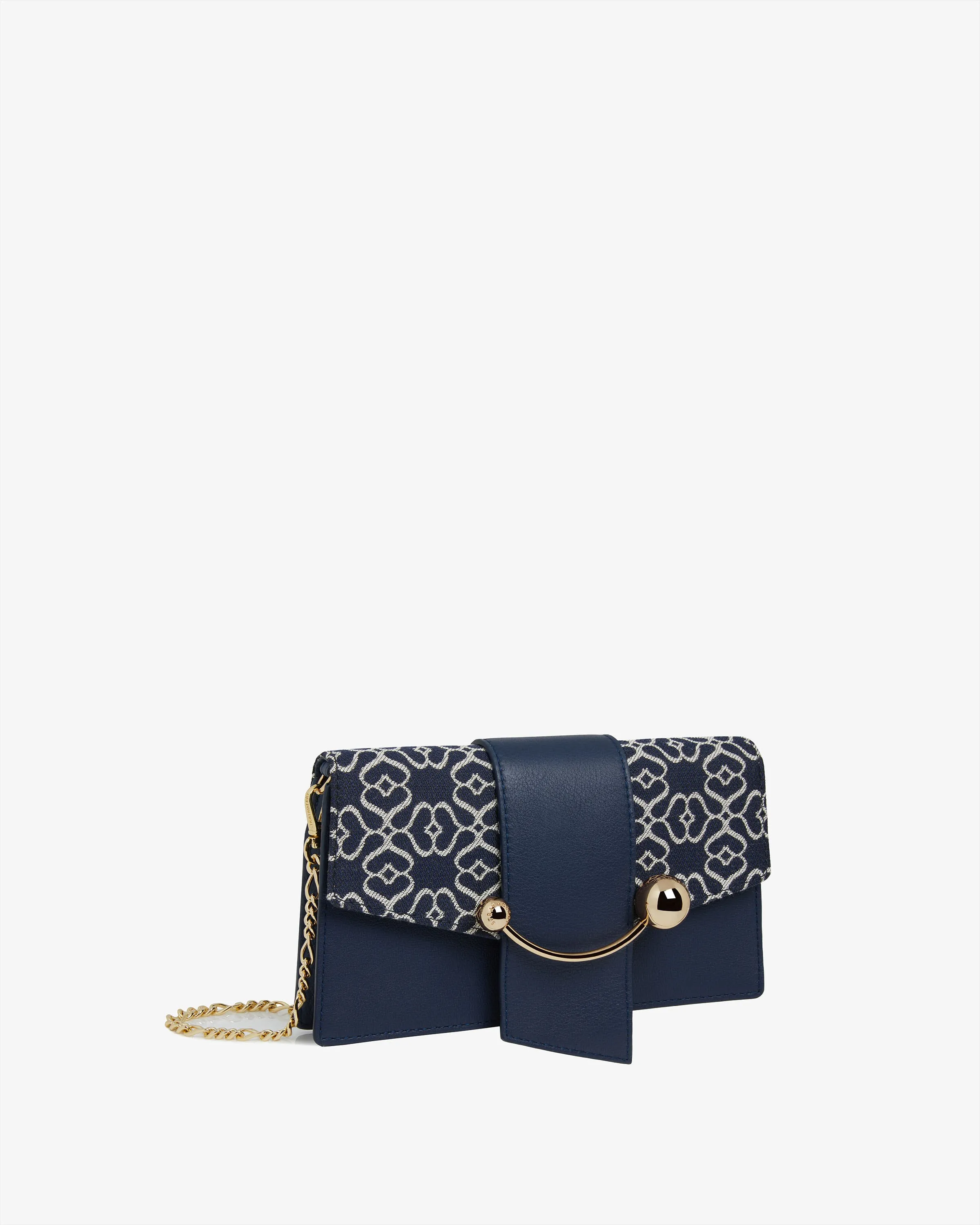 Crescent on a chain - Monogram Jacquard/Leather Dark Navy