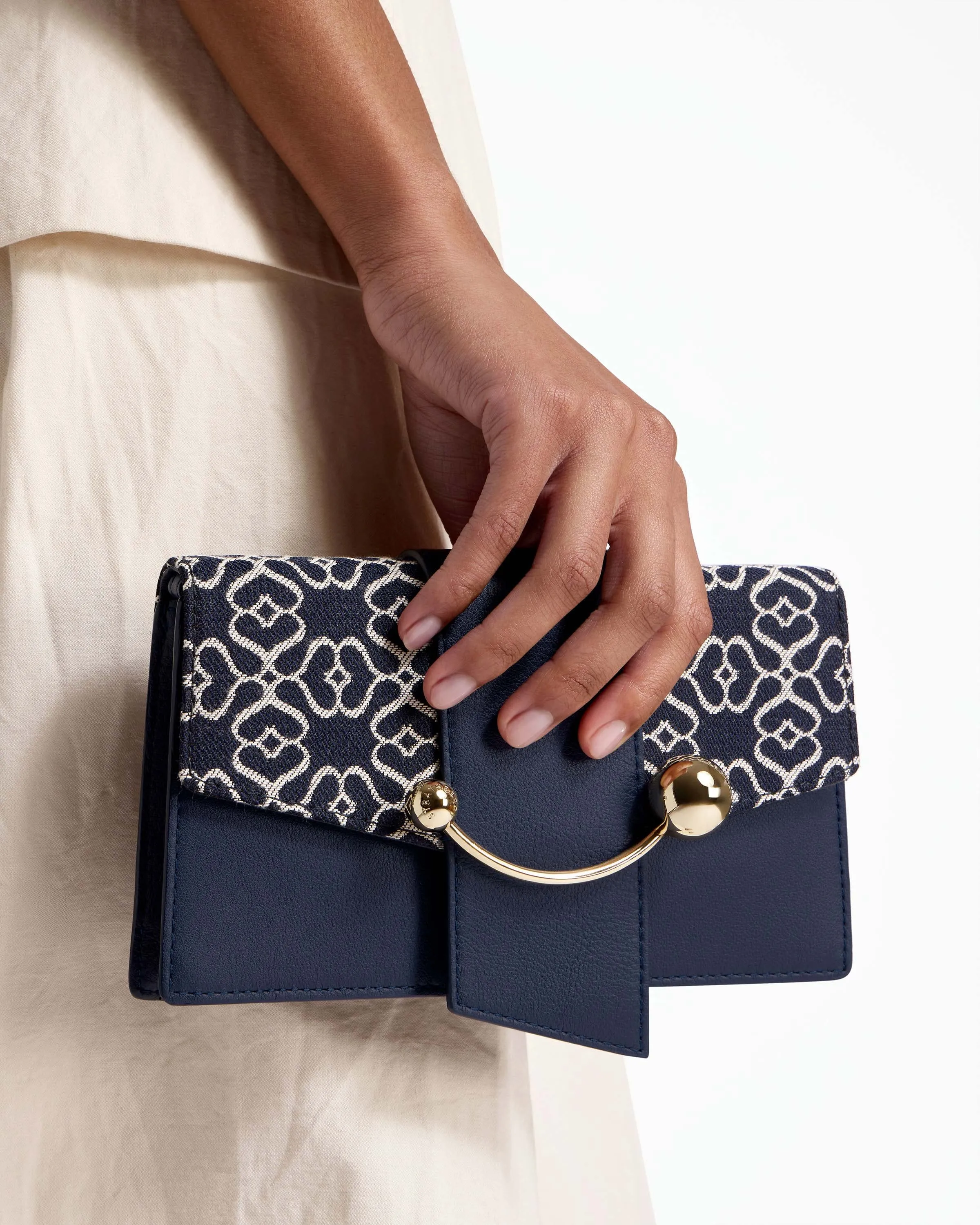 Crescent on a chain - Monogram Jacquard/Leather Dark Navy