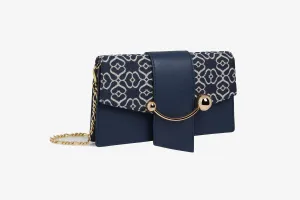 Crescent on a chain - Monogram Jacquard/Leather Dark Navy