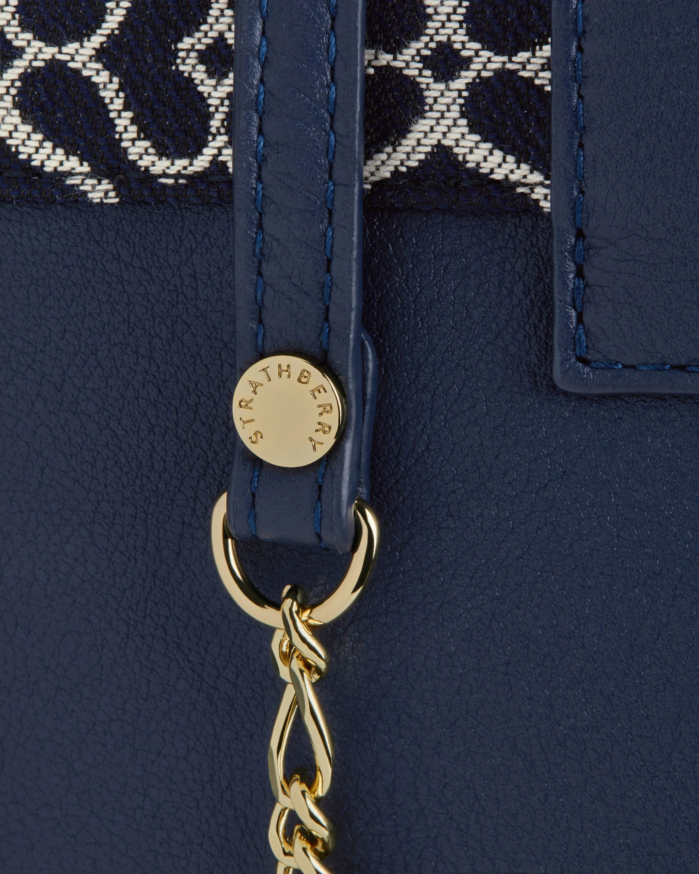 Crescent on a chain - Monogram Jacquard/Leather Dark Navy