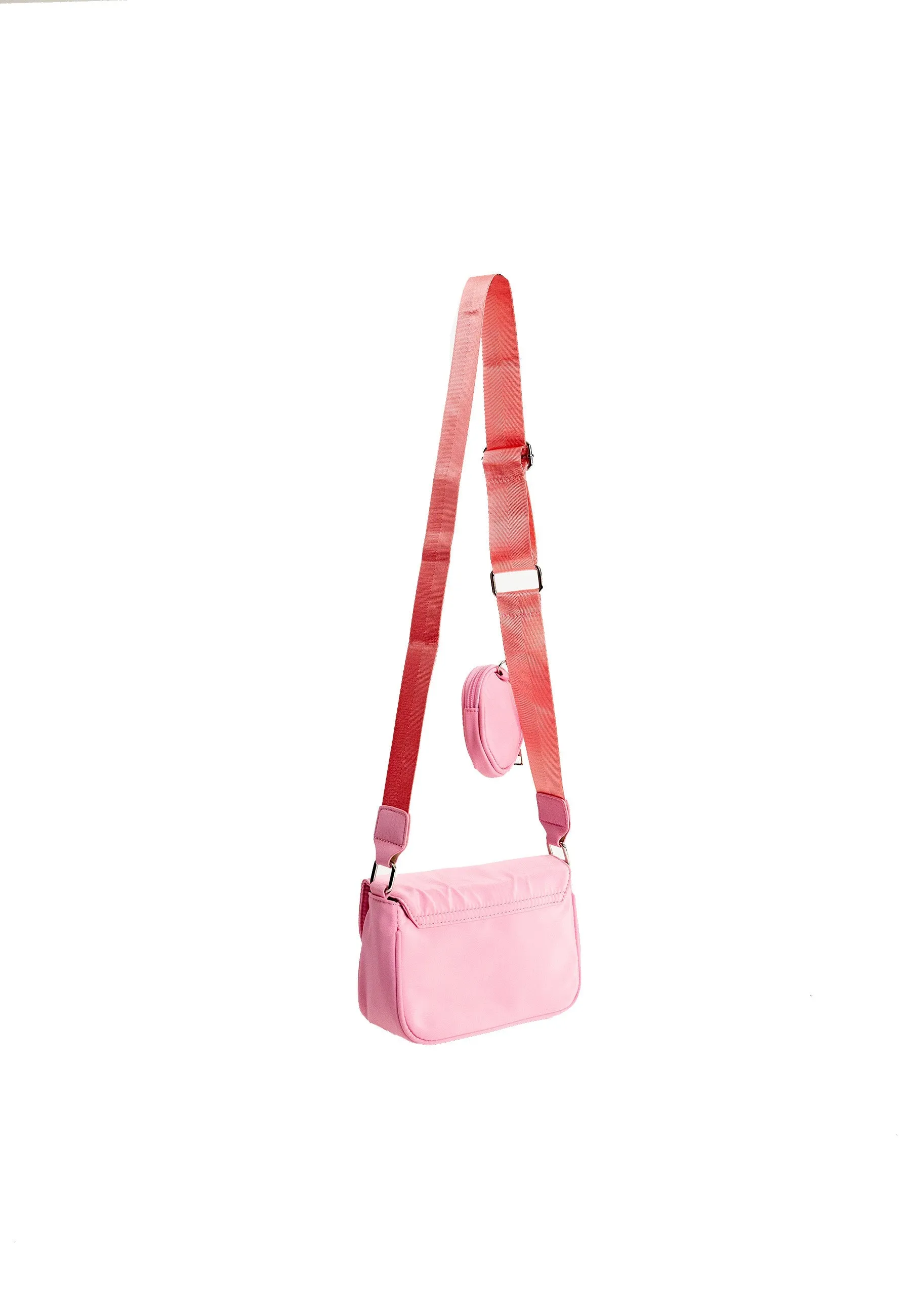 Crossbody Bag with Coin Purse in Pink Nylon