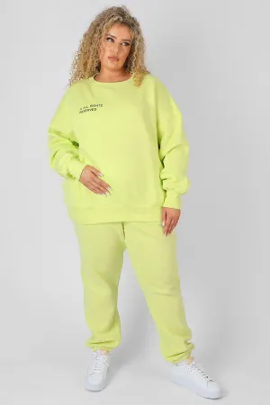 Curve Text Detail Oversized Sweat Lime