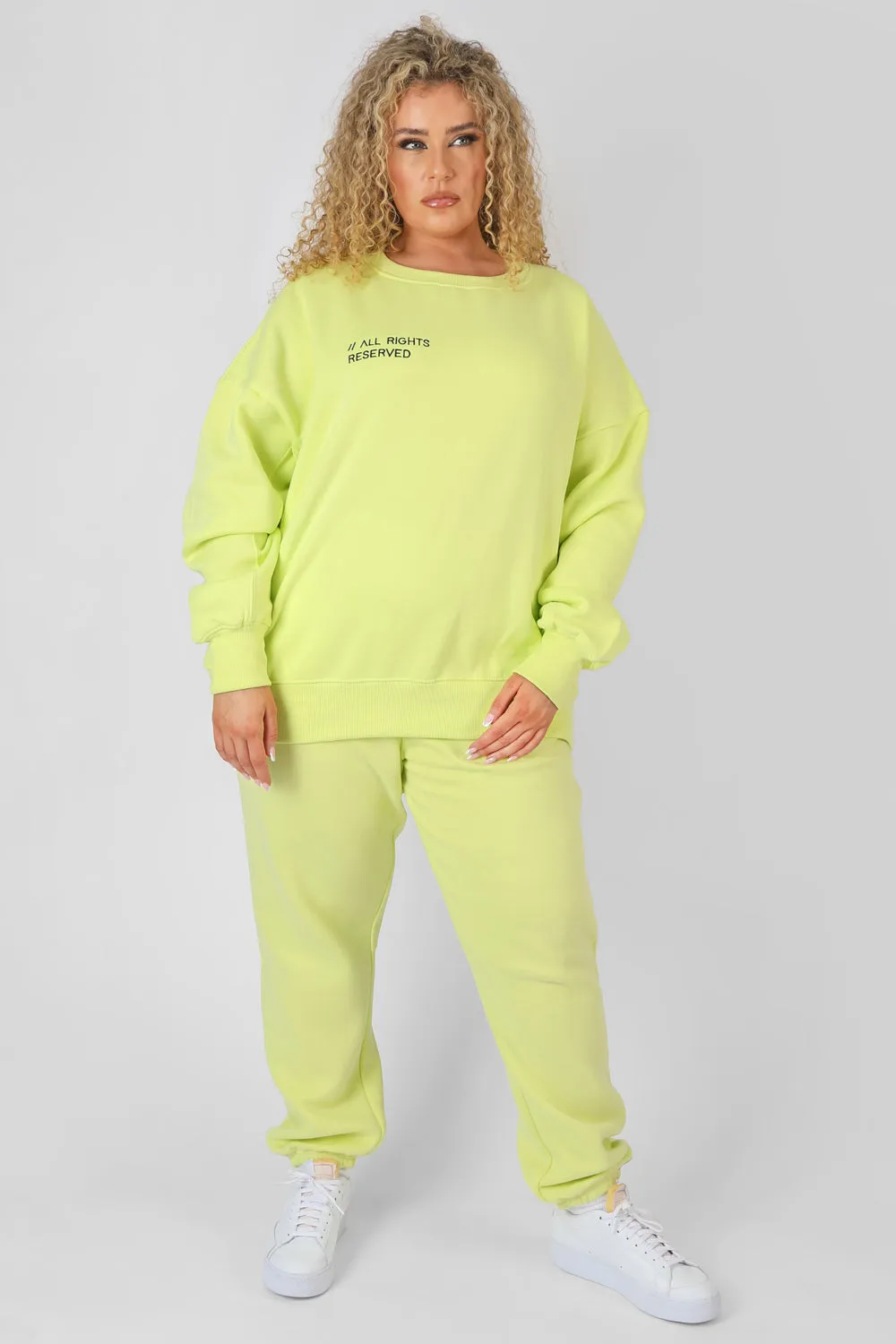 Curve Text Detail Oversized Sweat Lime