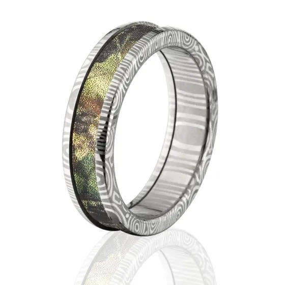 Damascus Steel New Break Up Camo Rings, Break Up Camo Bands