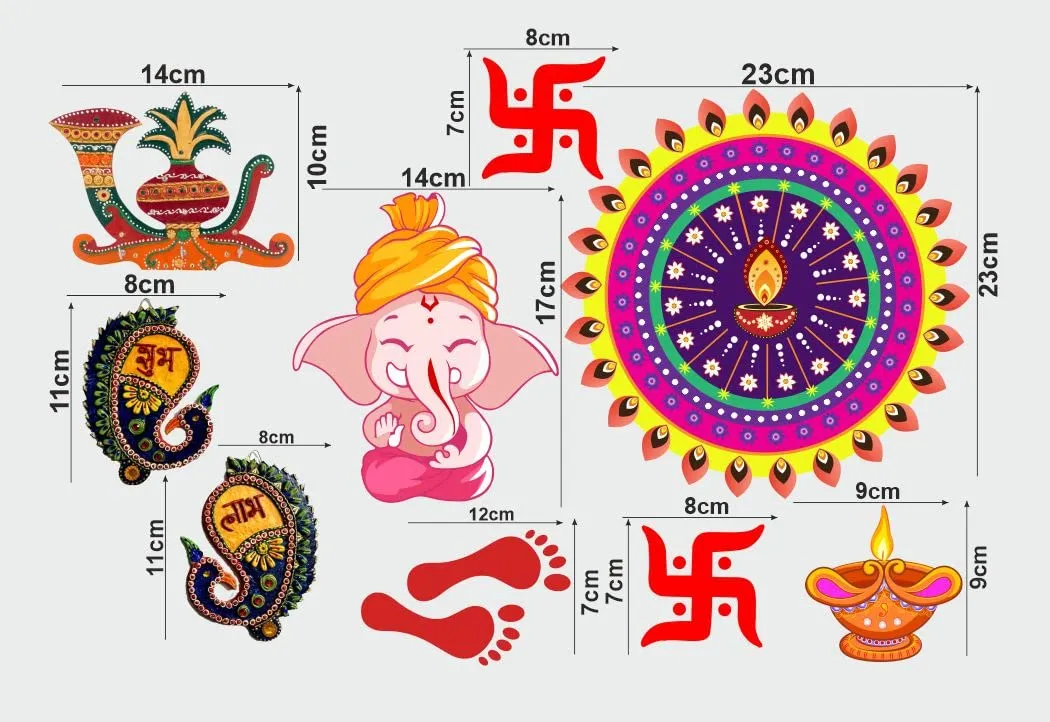 Divine Printry Happy Diwali Design Wall Sticker Size - (58 * 35) cm