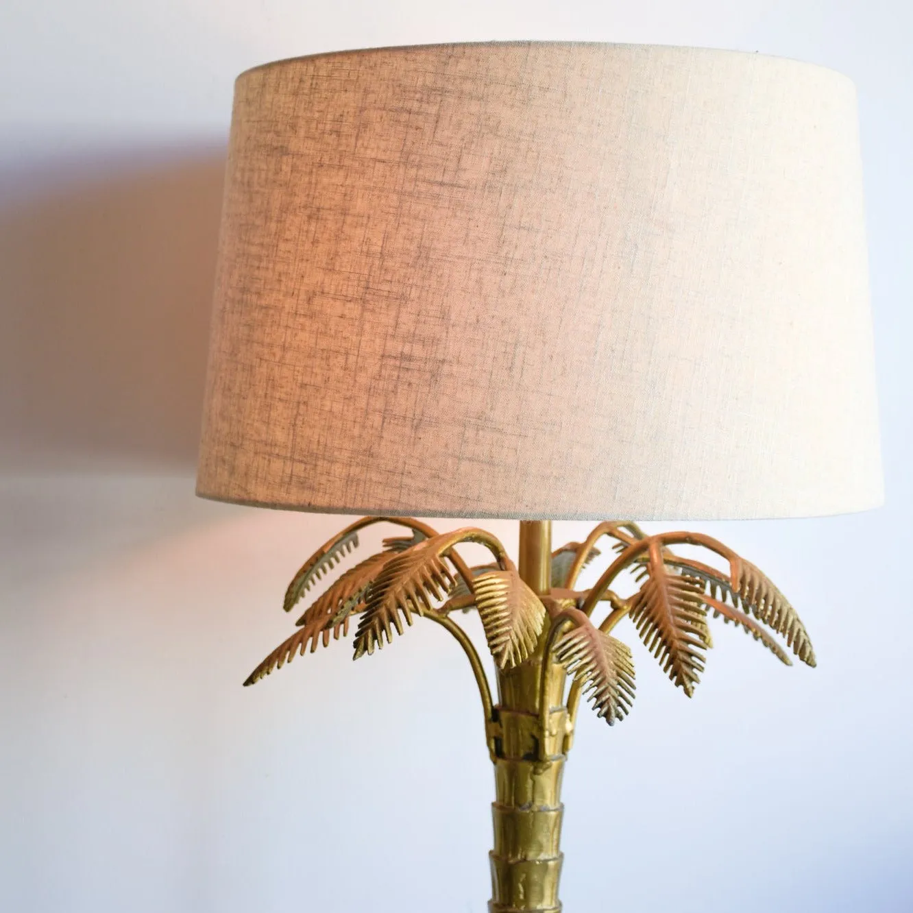 Eclectic Palm Tree Antique Brass Table Lamp