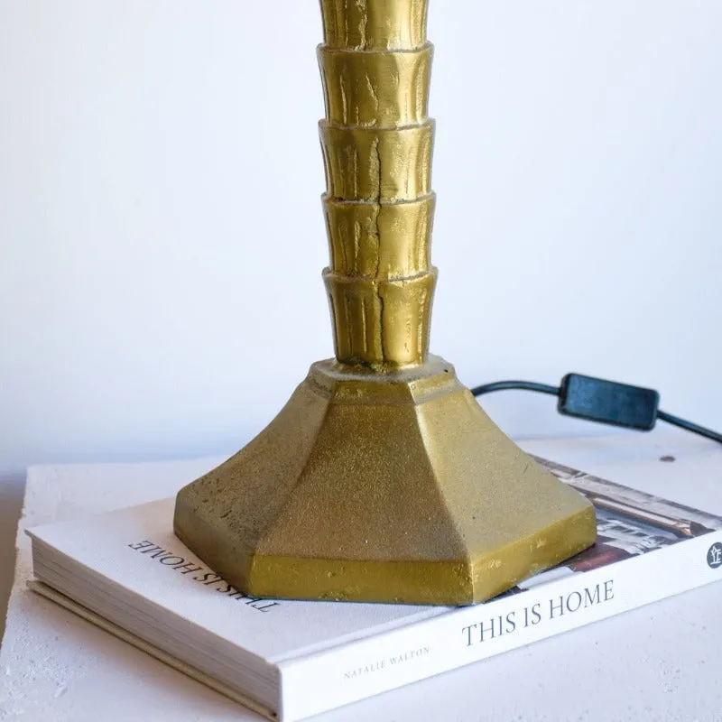 Eclectic Palm Tree Antique Brass Table Lamp