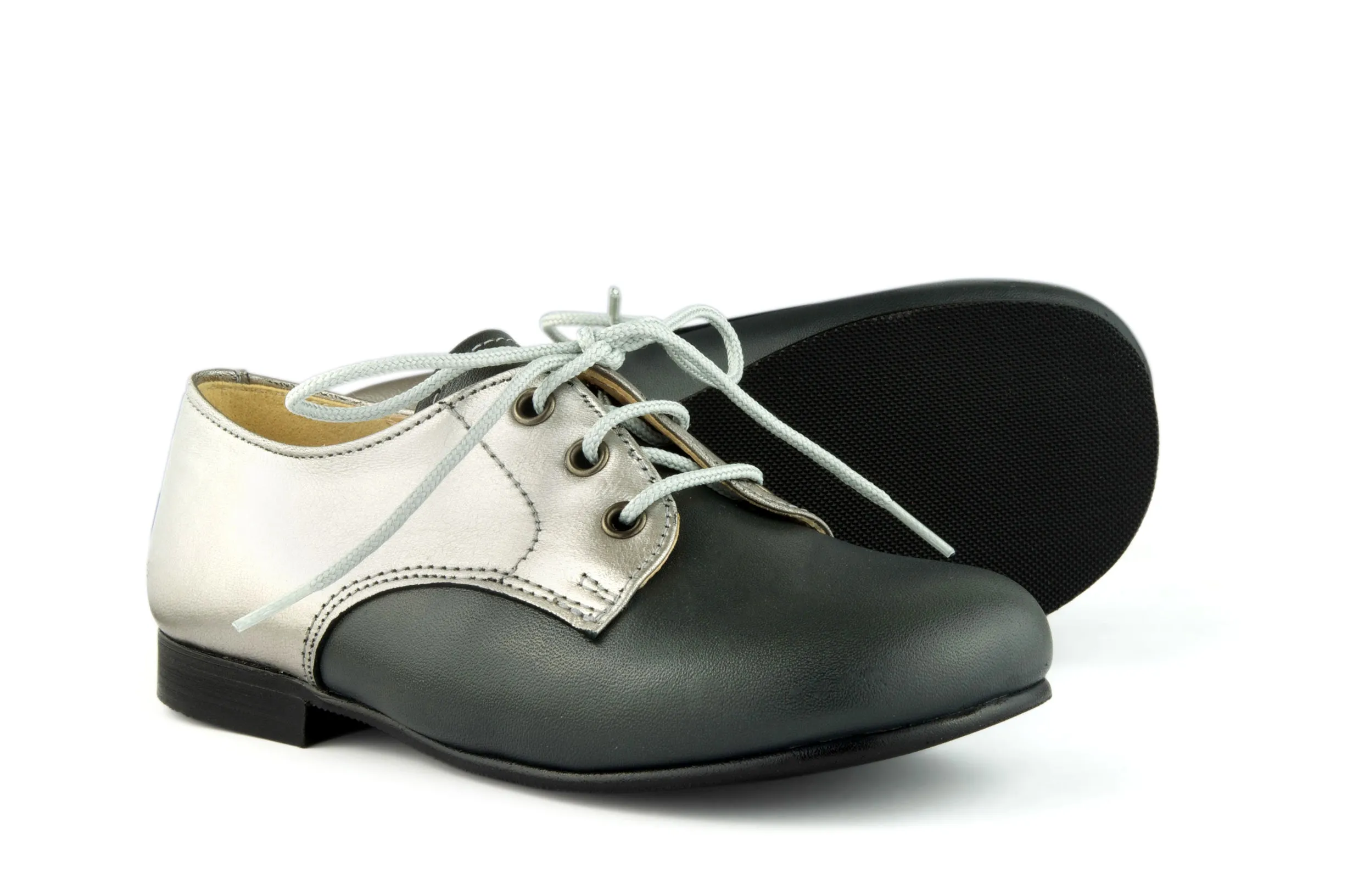 Eli1957 Girls Grey and Silver Blucher