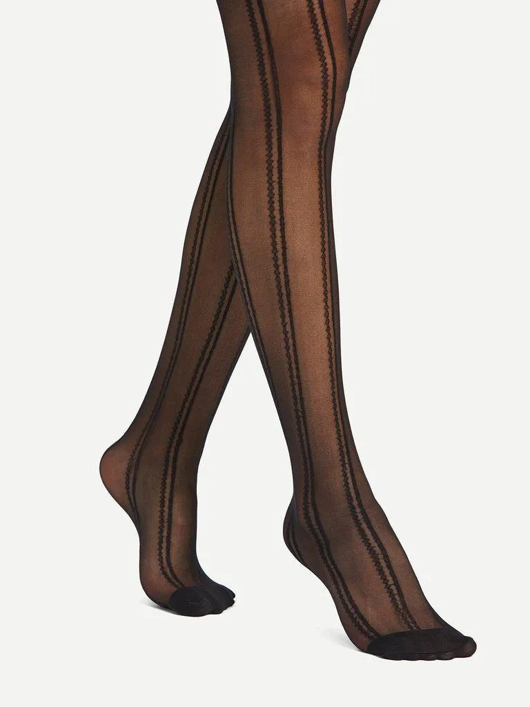 Embroidered Detail Pantyhose Stockings