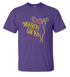 Embroidered Mardi Gras New Orleans Hand Mask Purple T-Shirt