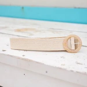 Extra Length Stretch Belt with Light Marbled Buckle in Sand