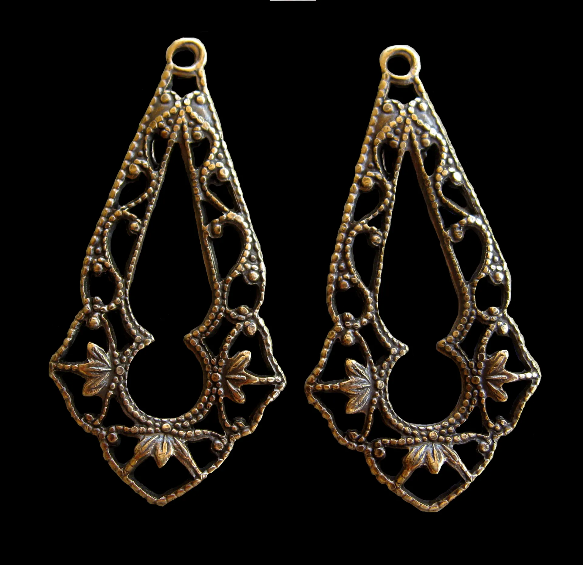 Filigree Earring Findings, Fancy Drop