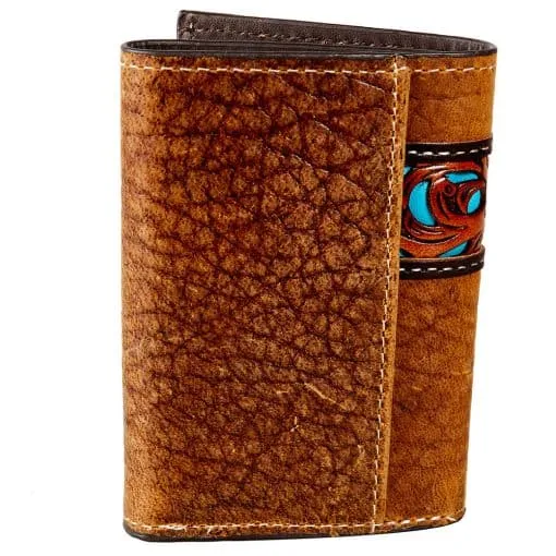 Gem Dandy Men’s Tan Inlay Detail Tri Fold Wallet