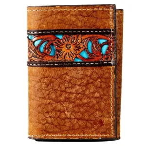 Gem Dandy Men’s Tan Inlay Detail Tri Fold Wallet