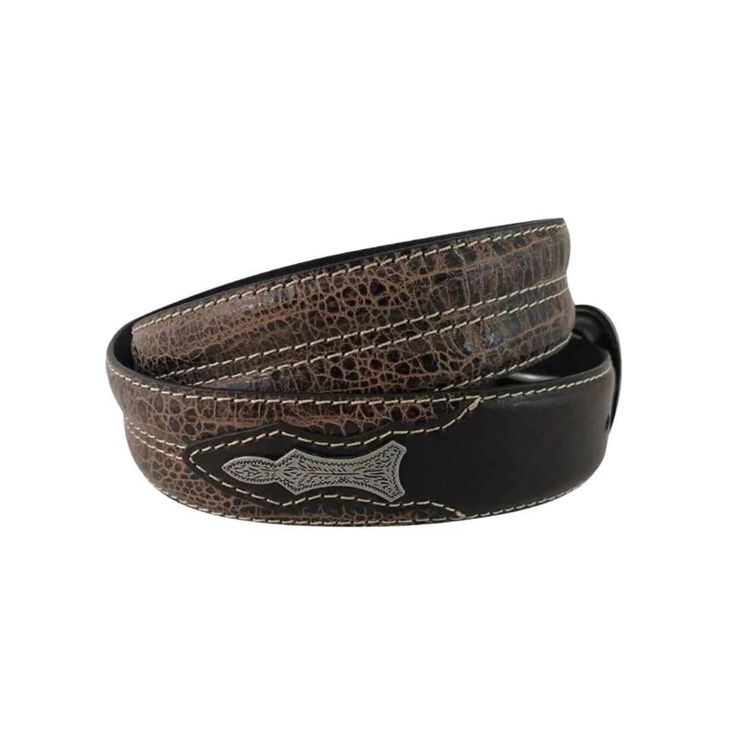 Gem Dandy Roper Genuine Leather Croc Print Belt