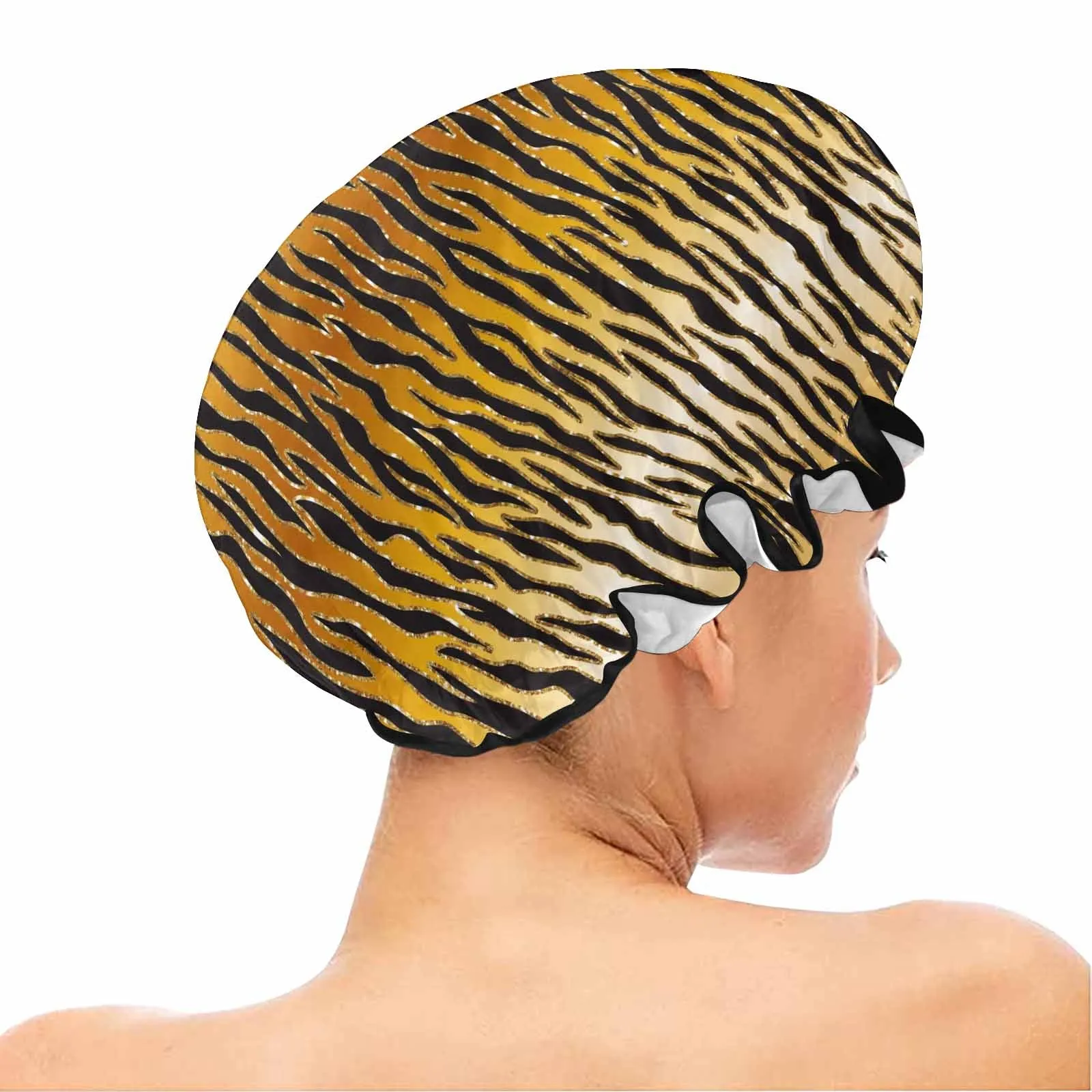 Glitter Gold Animal Print  Shower Cap