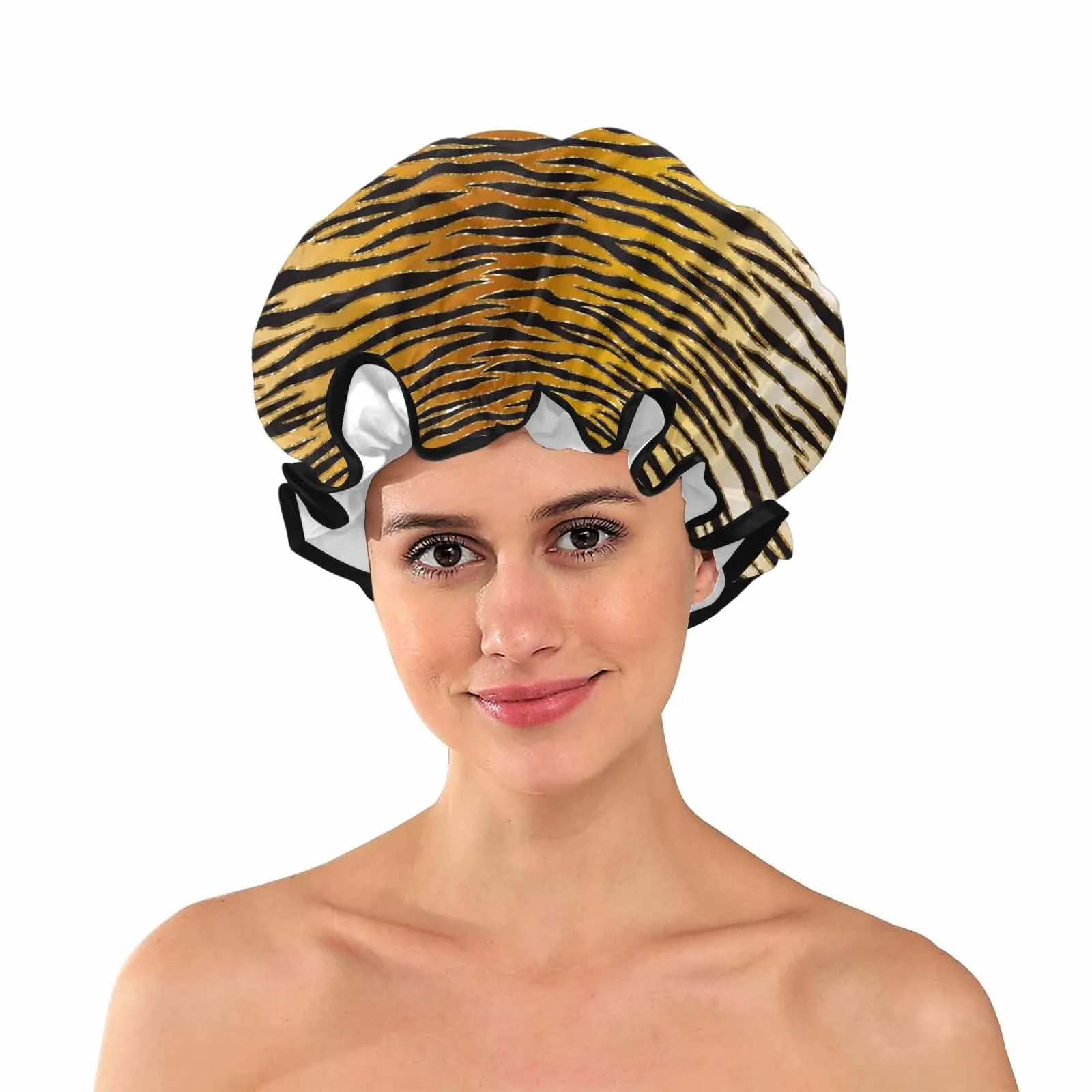 Glitter Gold Animal Print  Shower Cap