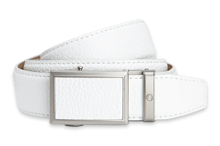 Go-In Pebble Grain Winner White, 1 3/8 Strap, Golf Belt