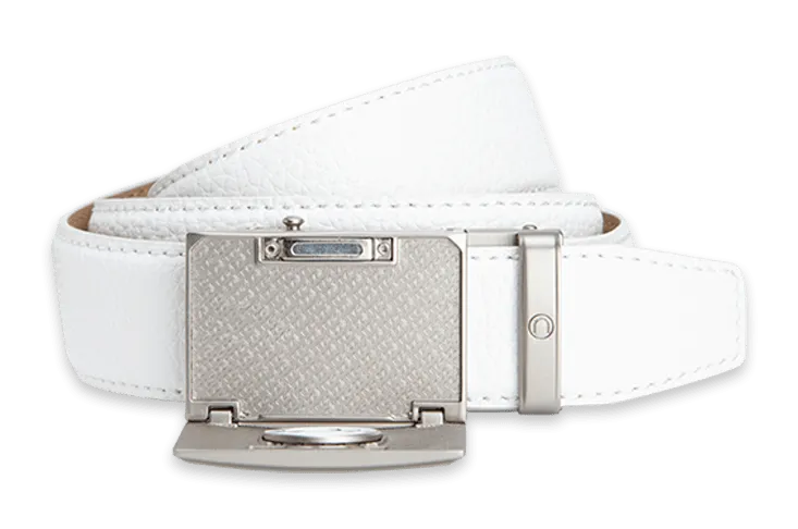 Go-In Pebble Grain Winner White, 1 3/8 Strap, Golf Belt