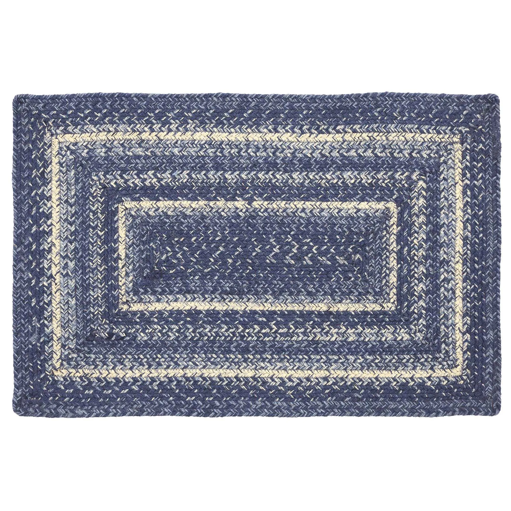 Great Falls Blue Rectangle Braided Rug 20x30" - with Pad