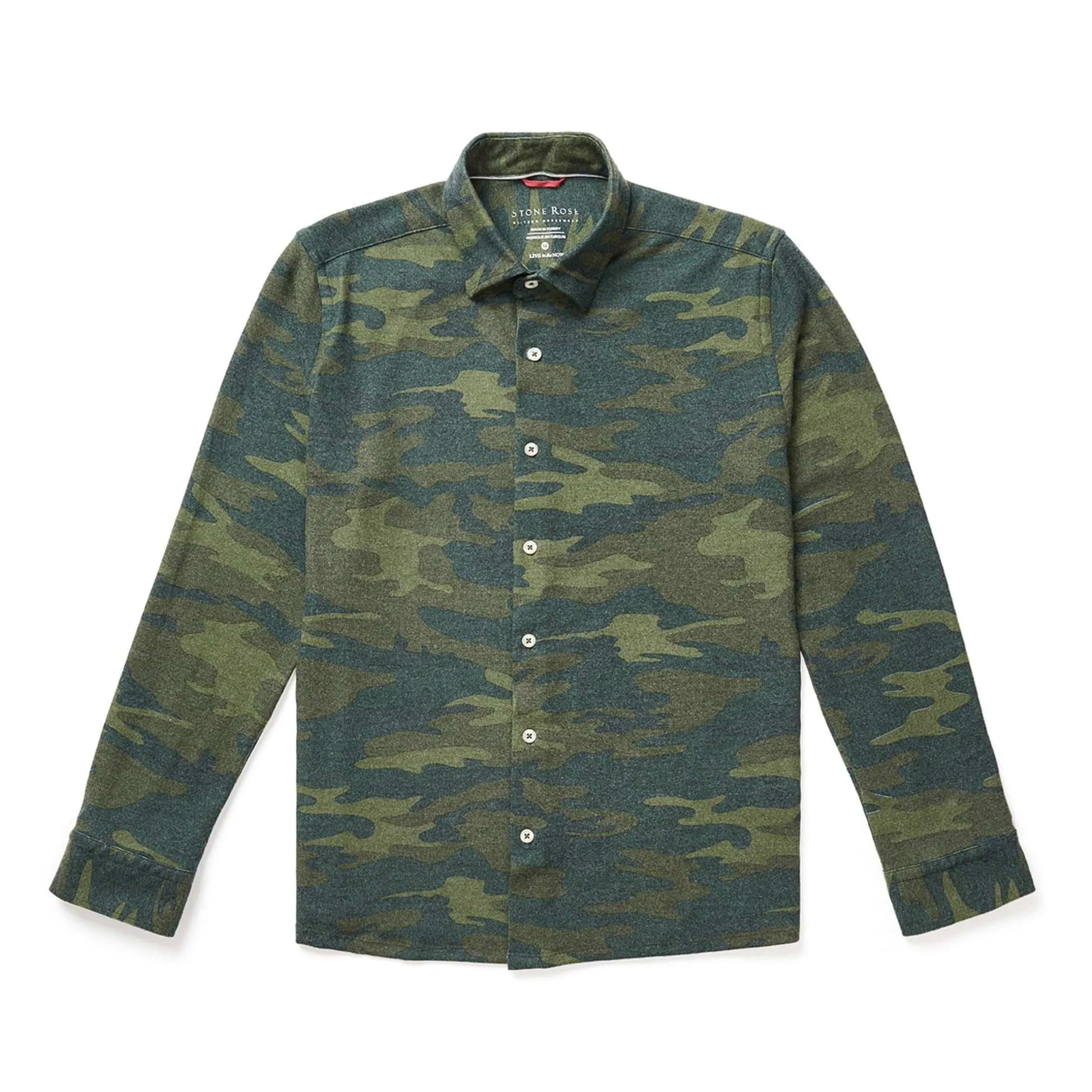 Green Camouflage Print Jersey Shirt