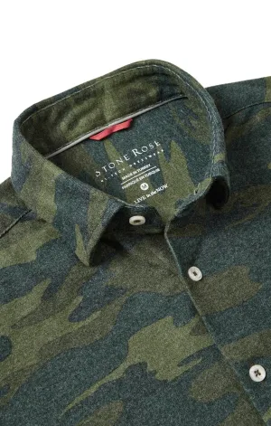 Green Camouflage Print Jersey Shirt