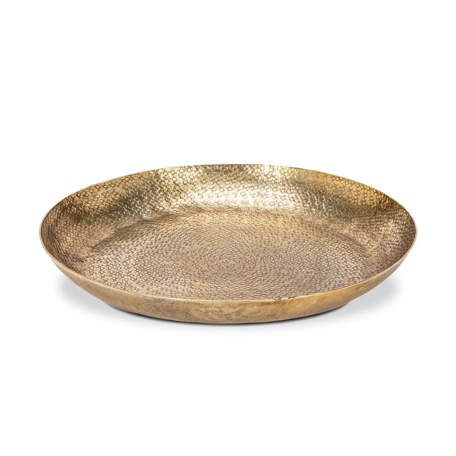 Hammered Antique Gold Round Tray