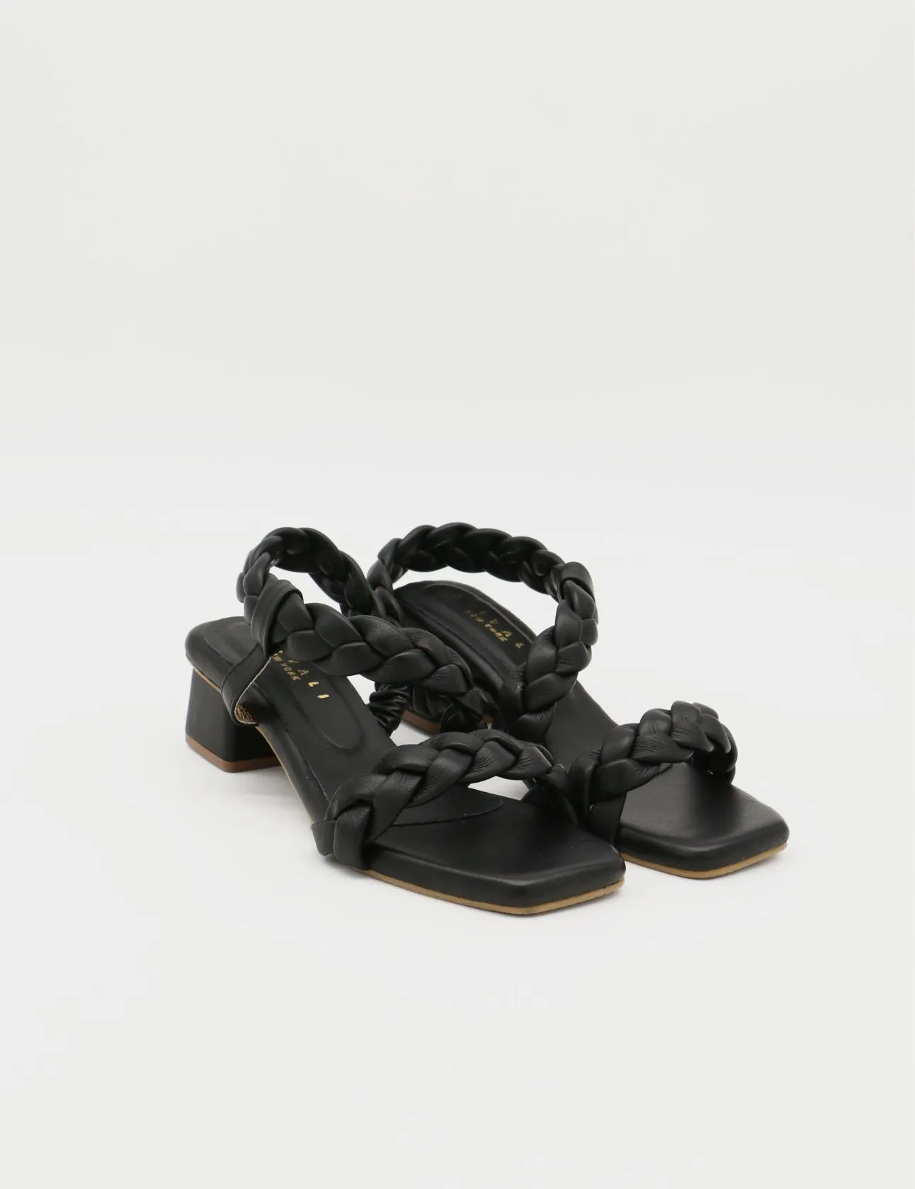 Island braided crochet sandals in black leather women shoes