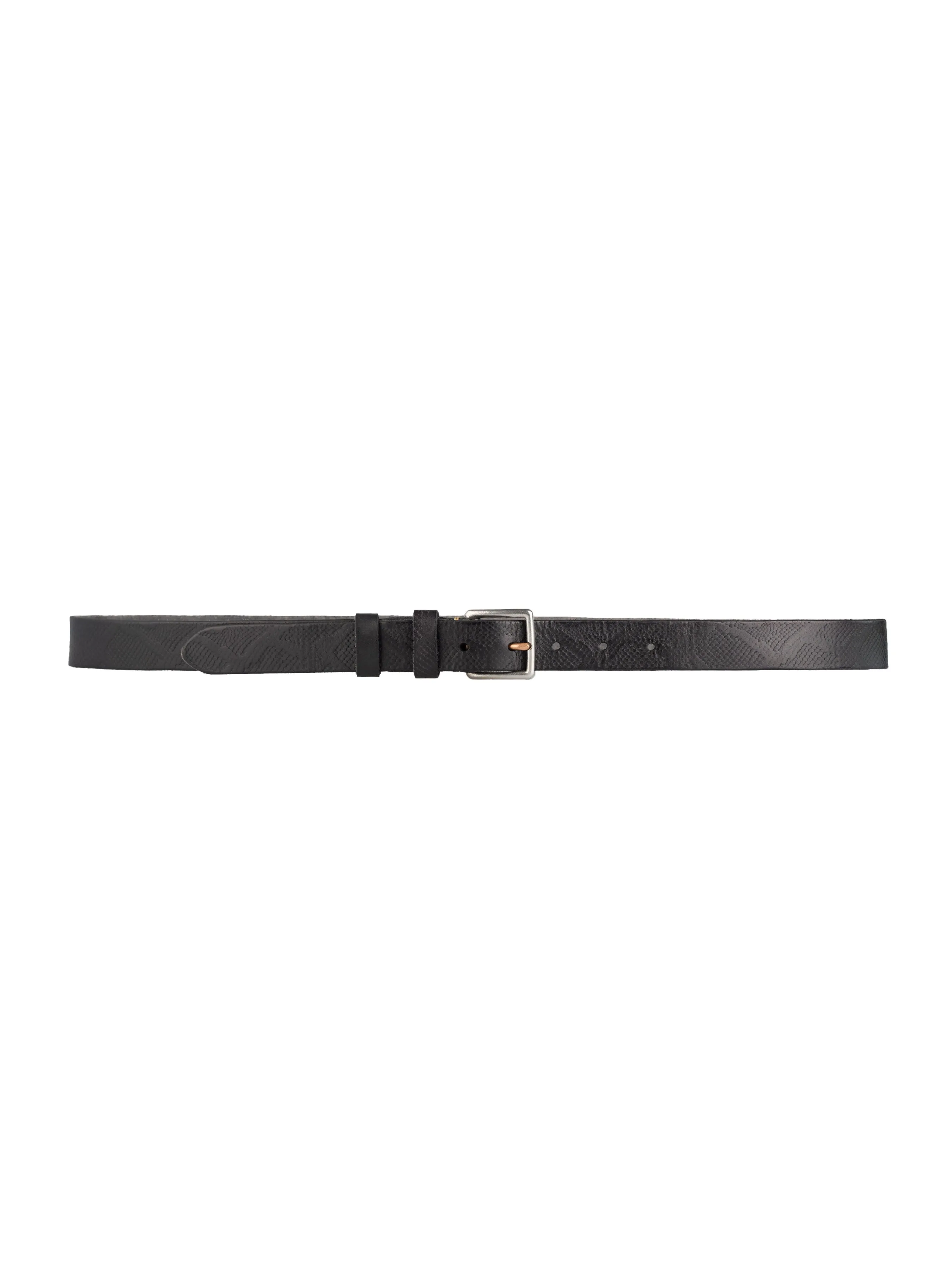 Italian Rustic Phyton Leather Belt with Palladium-toned Buckle