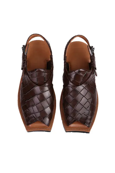 Jenson Men's Croc Print Leather Peshawari Chappal Sandals