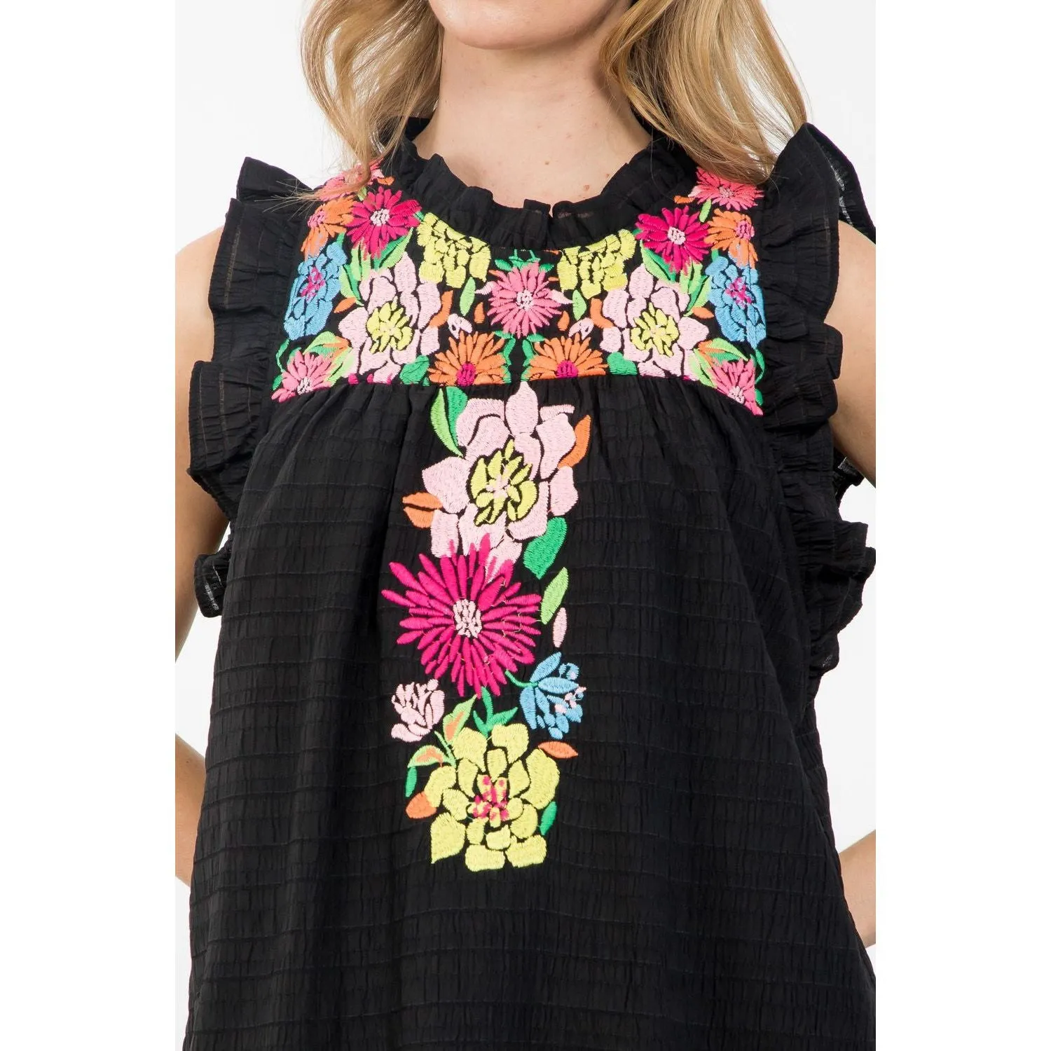 Joni Embroidered Detail Textured THML Dress