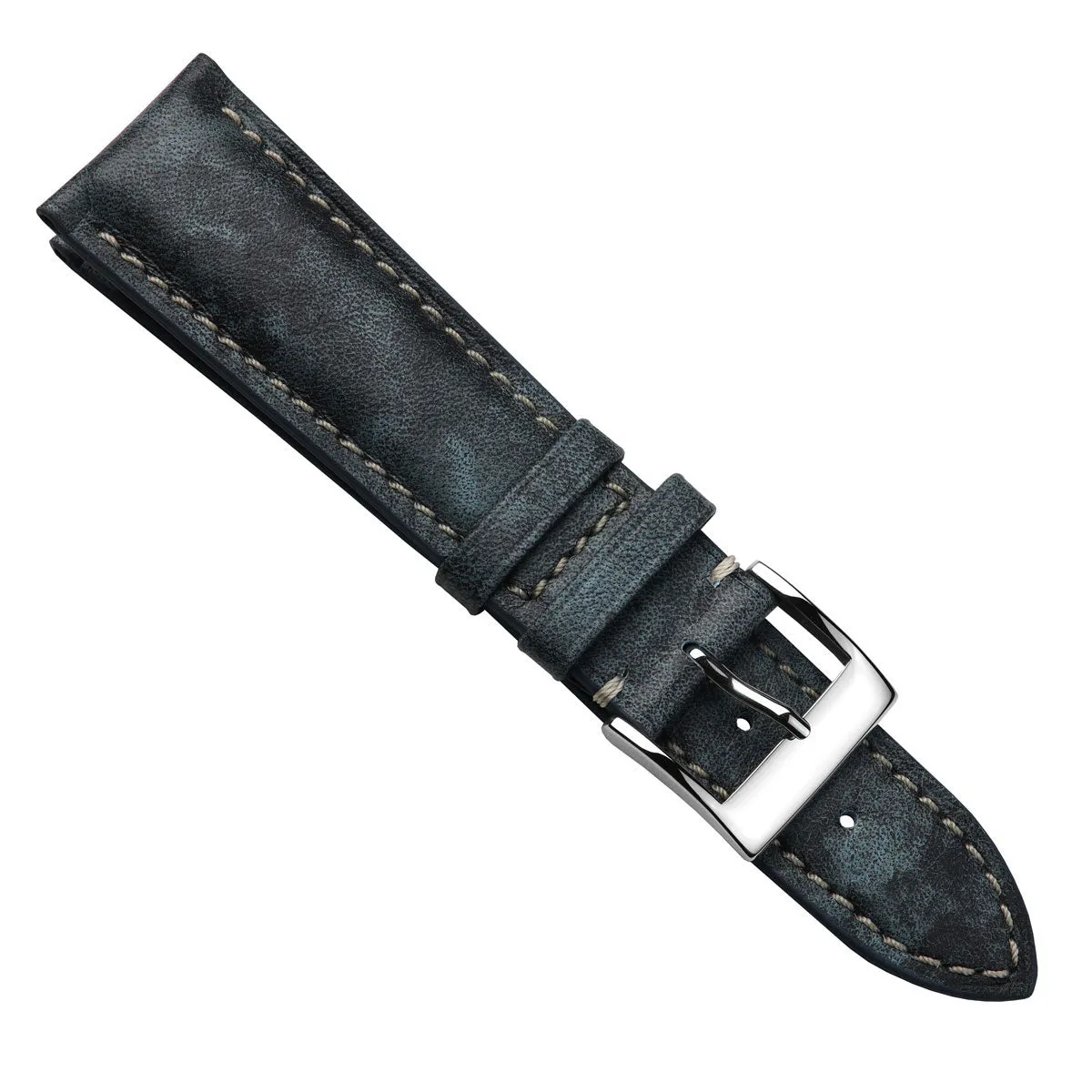 Laverton Padded Patina Calf Leather Watch Strap - Blue Jeans