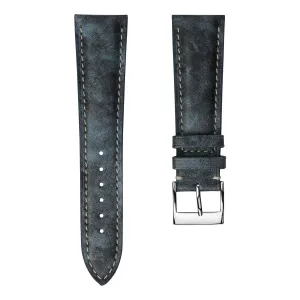 Laverton Padded Patina Calf Leather Watch Strap - Blue Jeans