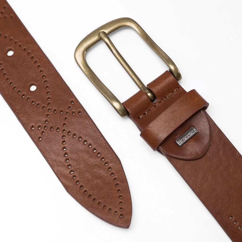 Leather belt with a beautiful western pattern / 15840 - Cognac