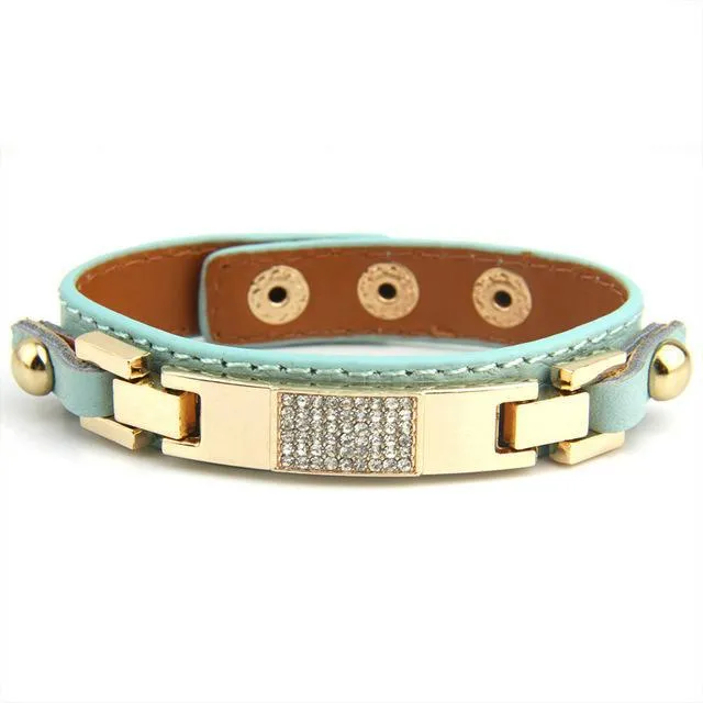 Leather With Crystal Fashion Bracelets & Bangles