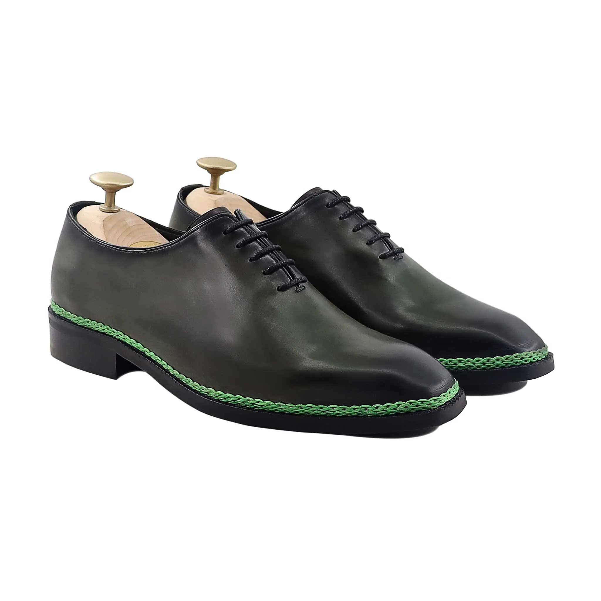 Lieksa - Men's Burnished Green Calf Leather Wholecut Shoe