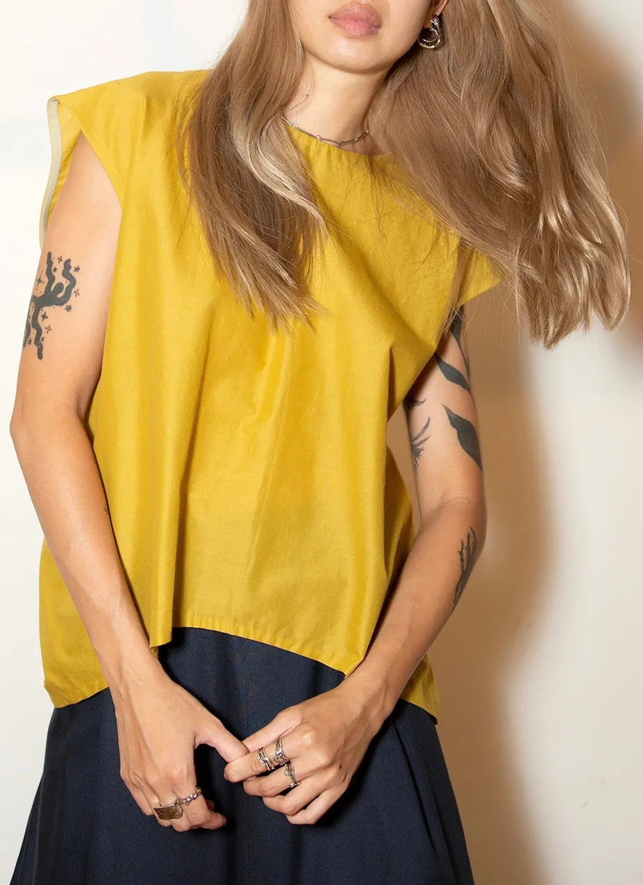 Lotus Layered Folded Back Top - Mustard Yellow