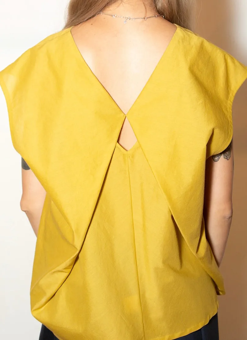 Lotus Layered Folded Back Top - Mustard Yellow