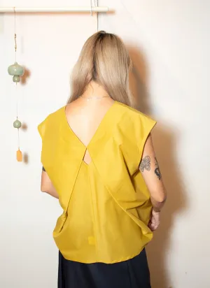 Lotus Layered Folded Back Top - Mustard Yellow