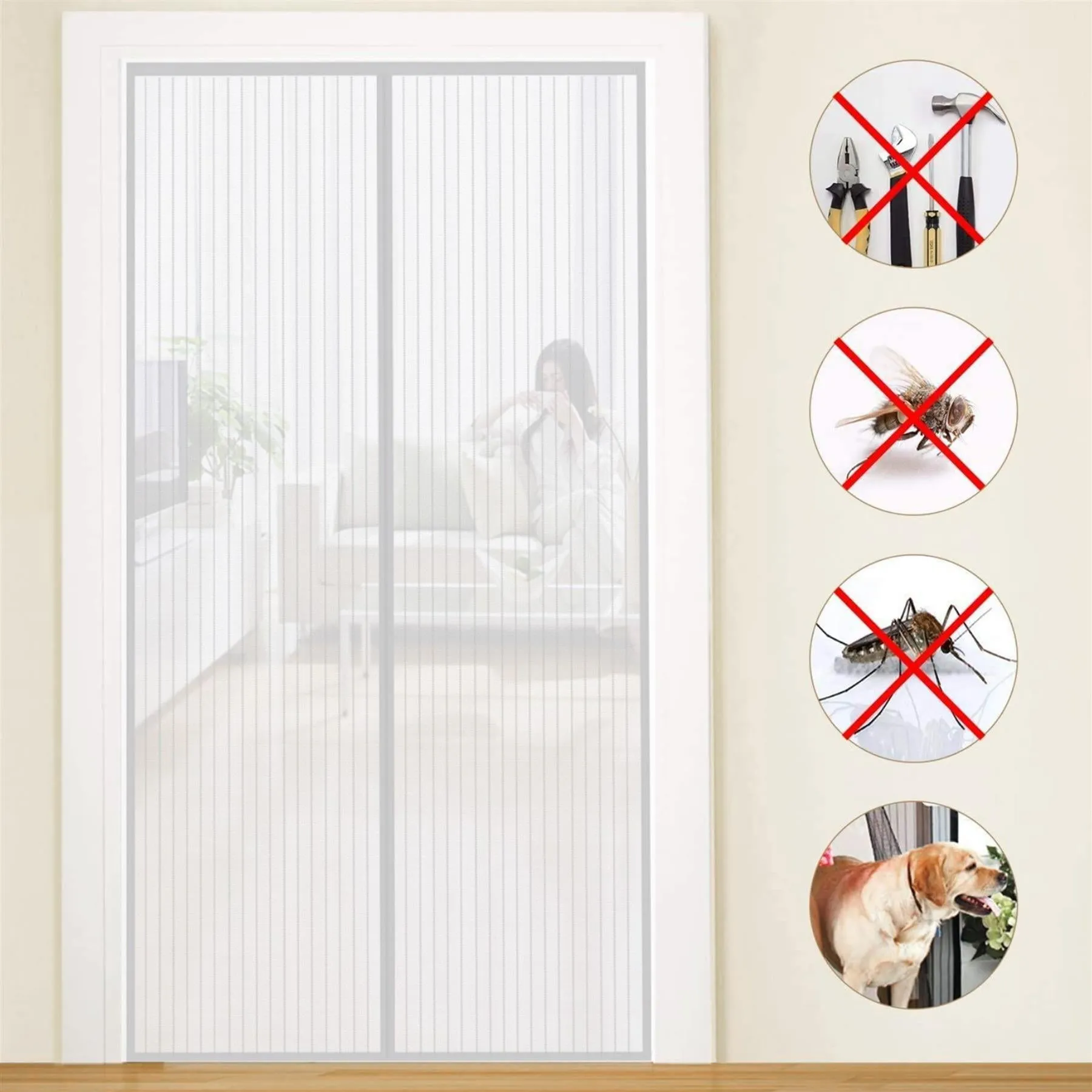 Magnetic Insect Door Screen White