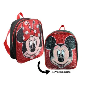 Mickey & Minnie Mouse - 12" Black & Red Mini Reversible Sequins Backpack