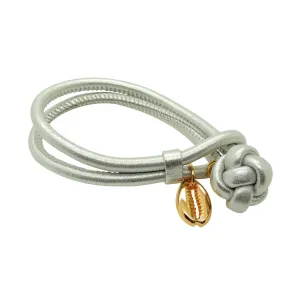 Midas Cowrie Shell Charm Metallic Leather Cord Bracelet