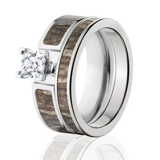 Mossy Oak Bottomland Camo Bridal Set, Womens Camo Rings