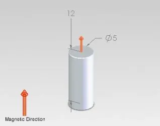 Neodymium Cylinder Magnet - 5mm x 12mm | N45